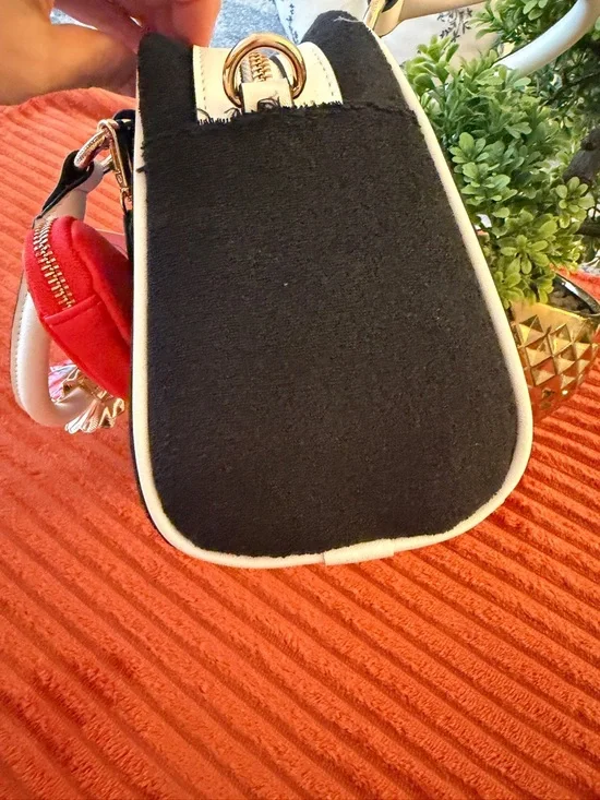 Juicy Couture Black Satchel with White Trim & Strawberry Charm - Picture 11 of 16